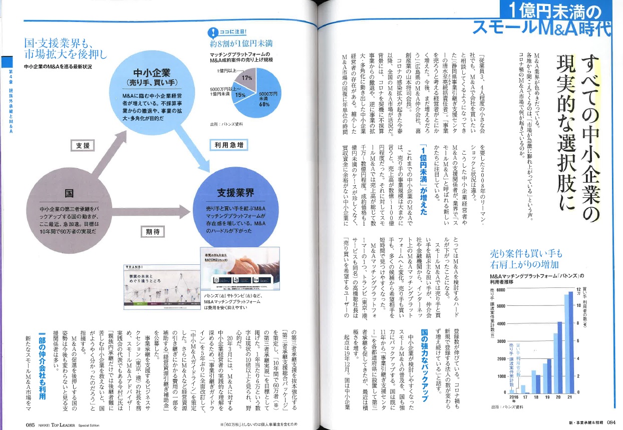 1億円未満のスモールM&A時代~すべての中小企業の現実的な選択肢に~
